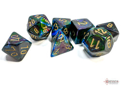 Chessex CHX27499 Lustrous Shadow/Gold Polyhedral 7-Dice Set