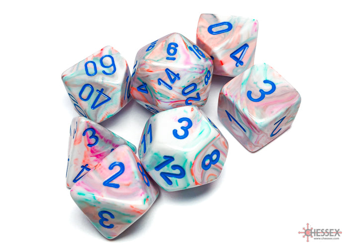 Chessex CHX27544 Festive Pop Art/Blue Polyhedral 7-Dice Set