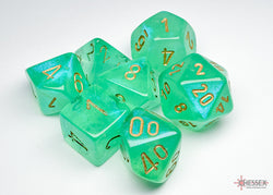 Chessex CHX27575 Borealis Light Green/gold Luminary Polyhedral 7-Dice Set