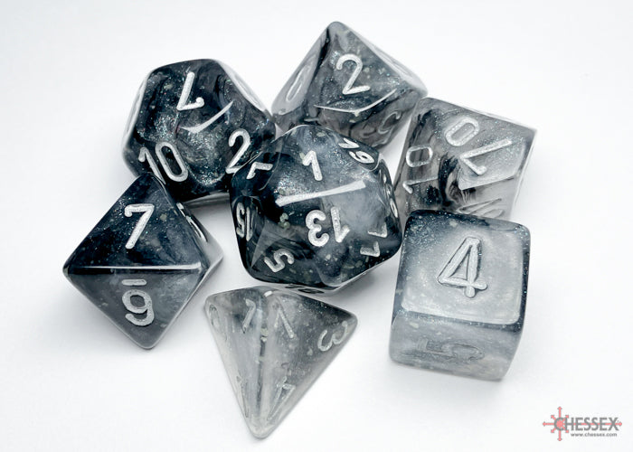 Chessex CHX27578 Borealis Light Smoke/silver Luminary Polyhedral 7-Dice Set