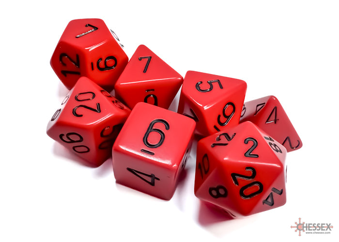 Chessex CHX25414 Opaque Red/black Polyhedral 7-Dice Set