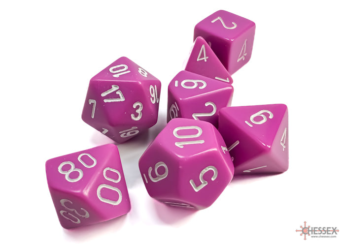 Chessex CHX25427 Opaque Light Purple/white Polyhedral 7-Dice Set