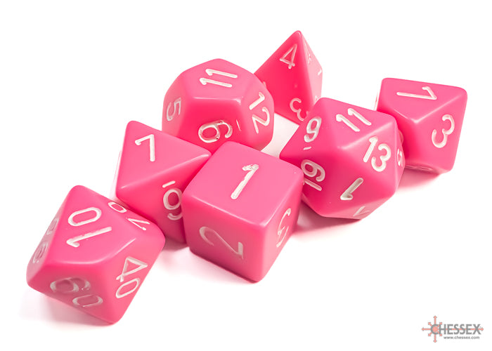 Chessex CHX25444 Opaque Pink/white Polyhedral 7-Dice Set