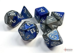 Chessex CHX26423 Gemini Blue-steel/white Polyhedral 7-Dice Set