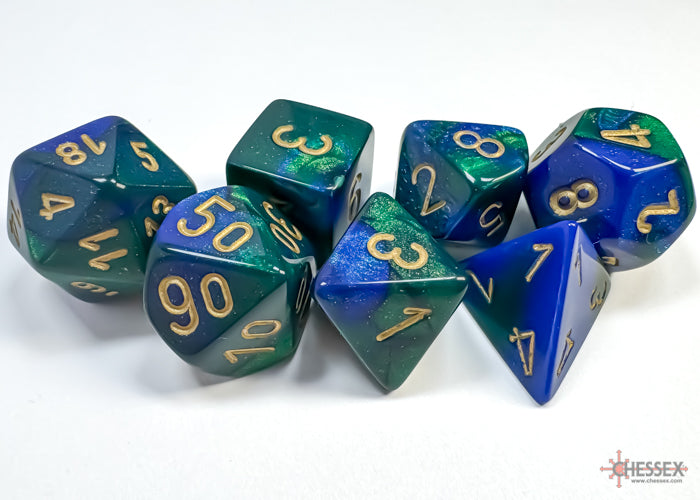 Chessex CHX26436 Gemini Blue-green/gold Polyhedral 7-Dice Set