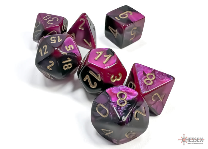 Chessex CHX26440 Gemini Black-purple/gold Polyhedral 7-Dice Set