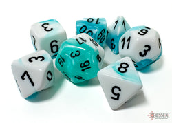 Chessex CHX26444 Gemini Teal-white/black Polyhedral 7-Dice Set