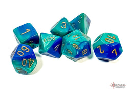 Chessex CHX26459 Gemini Blue-teal/gold Polyhedral 7-Dice Set