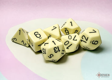 Chessex CHX25462 Opaque Pastel Yellow/black Polyhedral 7-Dice Set