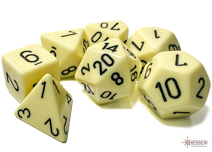 Chessex CHX25462 Opaque Pastel Yellow/black Polyhedral 7-Dice Set