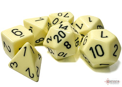 Chessex CHX25462 Opaque Pastel Yellow/black Polyhedral 7-Dice Set
