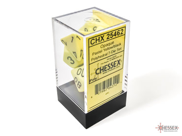 Chessex CHX25462 Opaque Pastel Yellow/black Polyhedral 7-Dice Set