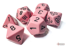 Chessex CHX25464 Opaque Pastel Pink/black Polyhedral 7-Dice Set