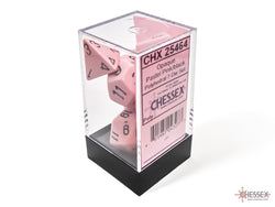 Chessex CHX25464 Opaque Pastel Pink/black Polyhedral 7-Dice Set