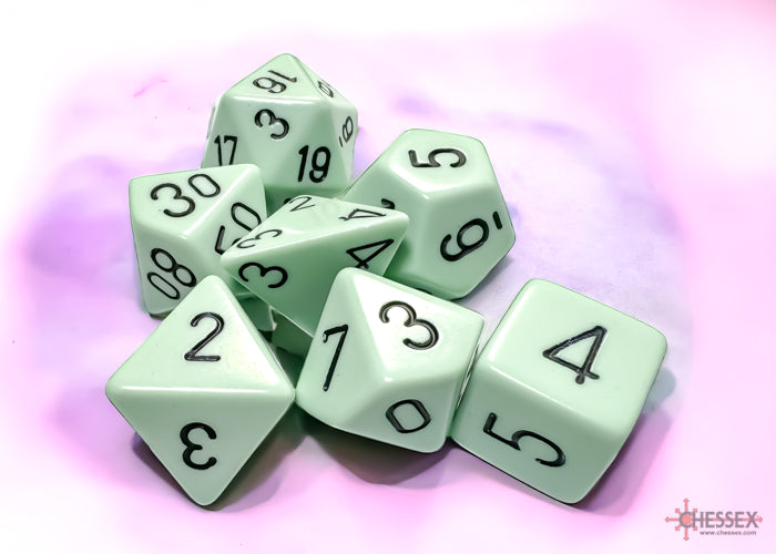 Chessex CHX25465 Opaque Pastel Green/black Polyhedral 7-Dice Set