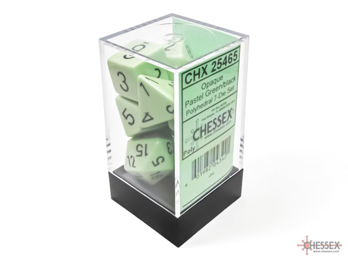 Chessex CHX25465 Opaque Pastel Green/black Polyhedral 7-Dice Set