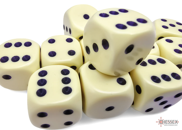 Chessex CHX25662 Opaque 16mm Pastel Yellow/black D6 12-Dice display