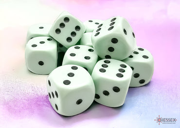 Chessex CHX25665 Opaque 16mm Pastel Green/black D6 12-Dice display
