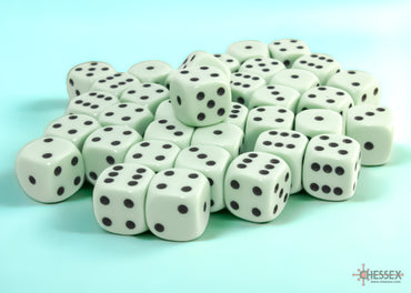 Chessex CHX25865 Opaque 12mm Pastel Green/black D6 36-Dice display