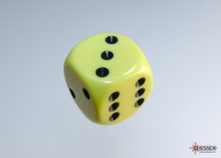 Chessex CHX25662 Opaque 16mm Pastel Yellow/black D6 12-Dice display