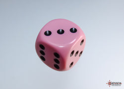 Chessex CHX25664 Opaque 16mm Pastel Pink/black D6 12-Dice display