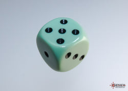 Chessex CHX25665 Opaque 16mm Pastel Green/black D6 12-Dice display