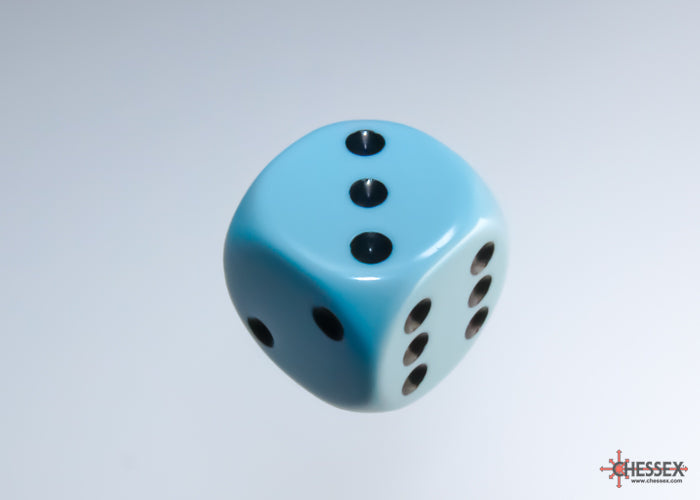 Chessex CHX25666 Opaque 16mm Pastel Blue/black D6 12-Dice display