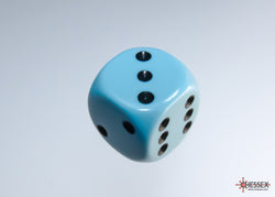 Chessex CHX25666 Opaque 16mm Pastel Blue/black D6 12-Dice display