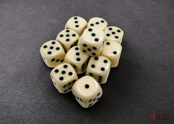 Chessex CHX25600 Opaque 16mm Ivory/black D6 12-Dice display