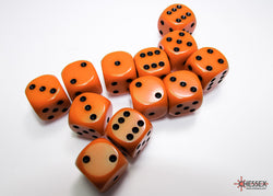 Chessex CHX25603 Opaque 16mm Orange/black D6 12-Dice display