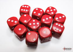 Chessex CHX25604 Opaque 16mm Red/white D6 12-Dice display