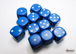 Chessex CHX25606 Opaque 16mm Blue/white D6 12-Dice display