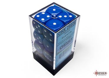 Chessex CHX25606 Opaque 16mm Blue/white D6 12-Dice display