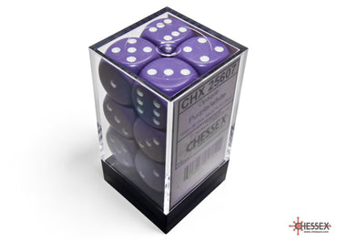 Chessex CHX25607 Opaque 16mm Purple/white D6 12-Dice display