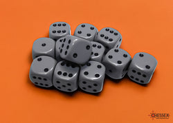 Chessex CHX25610 Opaque 16mm Grey/black D6 12-Dice display