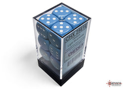 Chessex CHX25616 Opaque 16mm Light Blue/white D6 12-Dice display