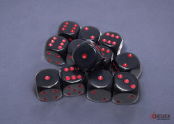 Chessex CHX25618 Opaque 16mm Black/red D6 12-Dice display