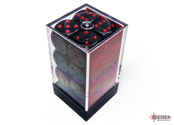 Chessex CHX25618 Opaque 16mm Black/red D6 12-Dice display