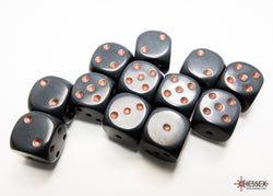 Chessex CHX25620 Opaque 16mm Dark Grey/copper D6 12-Dice display
