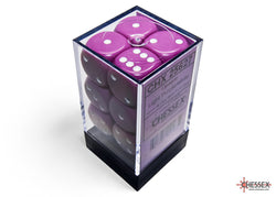 Chessex CHX25627 Opaque 16mm Light Purple/white D6 12-Dice display