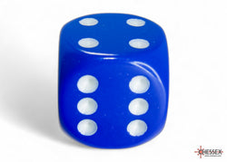 Chessex CHX25606 Opaque 16mm Blue/white D6 12-Dice display