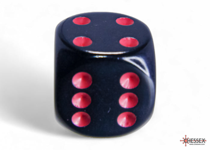 Chessex CHX25618 Opaque 16mm Black/red D6 12-Dice display