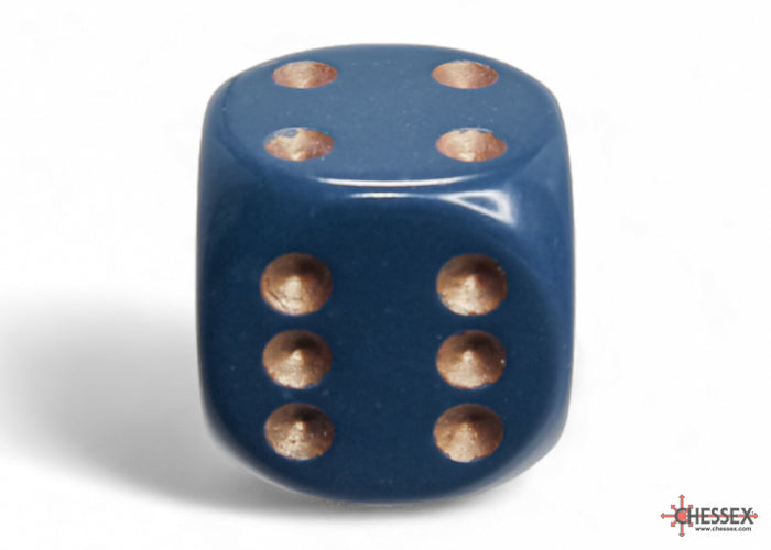 Chessex CHX25626 Opaque 16mm Dusty Blue/copper D6 12-Dice display
