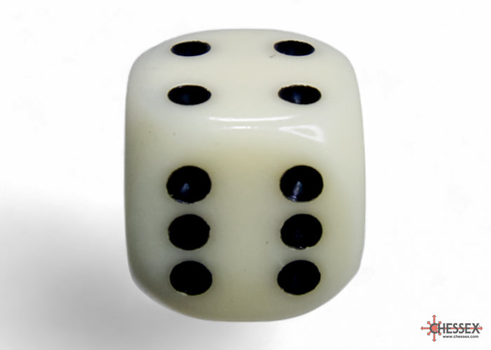 Chessex CHX25600 Opaque 16mm Ivory/black D6 12-Dice display