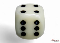 Chessex CHX25600 Opaque 16mm Ivory/black D6 12-Dice display