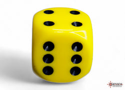 Chessex CHX25602 Opaque 16mm Yellow/black D6 12-Dice display