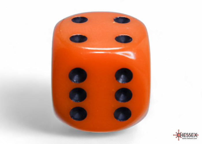 Chessex CHX25603 Opaque 16mm Orange/black D6 12-Dice display