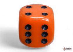 Chessex CHX25603 Opaque 16mm Orange/black D6 12-Dice display