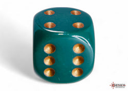 Chessex CHX25615 Opaque 16mm Dusty Green/copper D6 12-Dice display