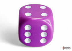 Chessex CHX25627 Opaque 16mm Light Purple/white D6 12-Dice display